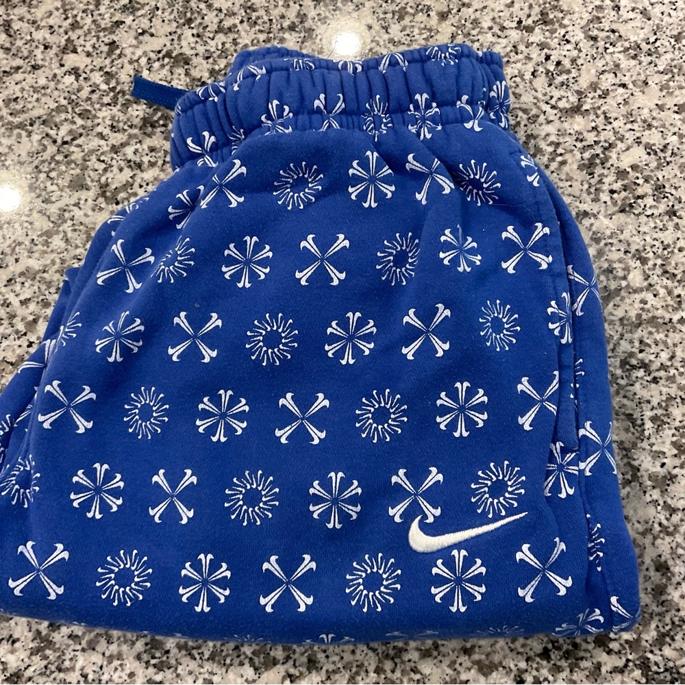 Nike Mens Swoosh Monogram Blue and White Sweatpants
